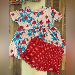 Posh Peanut strawberry varsity peplum set 4T